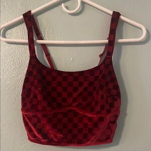 Colsie Red and Black Checkered Crop Top